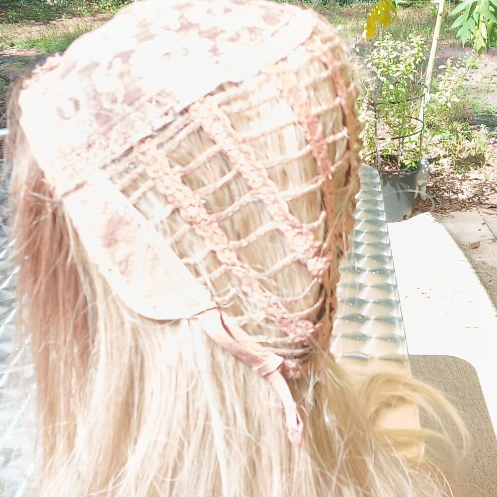 Womens 💗 Blonde And Brown Synthetic Ombre 26" Long Wavy Breathable Cap Wig 💗 - Picture 7 of 16